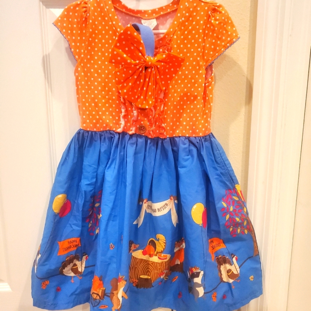 Girls Elenor Rose Thanksgiving dress and headband